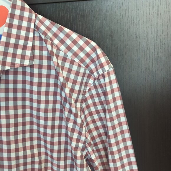 Men's Hugo Boss Red and White Button-Up Slim Fit Shirt - Size L NWT - Picture 4 of 8